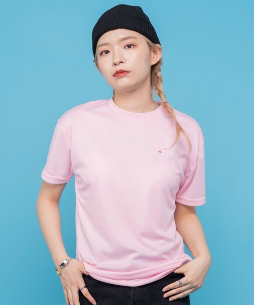 FILA(フィラ)の「FILA フィラ 吸汗速乾 ワンポイント ブランド ロゴ 刺繍 クルーネック 半袖 Tシャツ(Tシャツ/カットソー・レディース・ブラック/ネイビー/サックスブルー/ピンク/ホワイト/ブルー系その他3/ピンク系その他/ブルー系その他/ブラック系その他/ホワイト系その他/ブラック系/ホワイト系/ネイビー系・M/L/LL)」の13枚目の写真