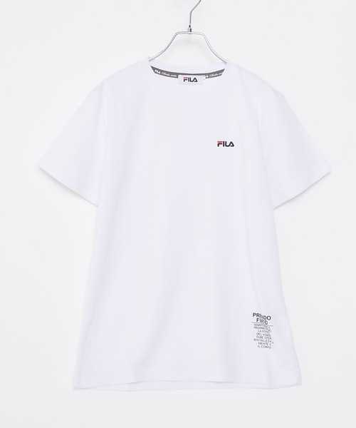 FILA(フィラ)の「FILA フィラ 吸汗速乾 ワンポイント ブランド ロゴ 刺繍 クルーネック 半袖 Tシャツ(Tシャツ/カットソー・レディース・ブラック/ネイビー/サックスブルー/ピンク/ホワイト/ブルー系その他3/ピンク系その他/ブルー系その他/ブラック系その他/ホワイト系その他/ブラック系/ホワイト系/ネイビー系・M/L/LL)」の2枚目の写真