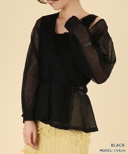 RANDA（ランダ）の「シアーニットアンサンブル（ニット/セーター・レディース・ブラック/クリーム/キャメル・FREE）」の2枚目の写真