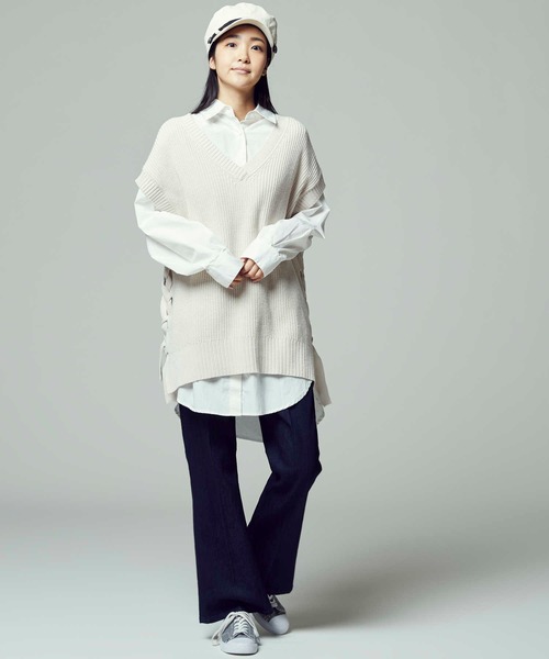 BACK NUMBER（バックナンバー）の「【BACK NUMBER】リネンデニムフレアパンツ（デニムパンツ・レディース・ノンウォッシュ/ホワイト/ダークインディゴブルー・S/M/L）」の17枚目の写真