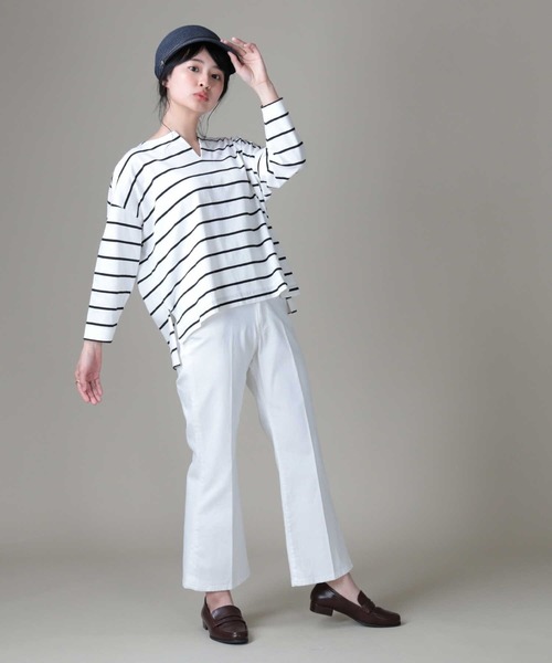 BACK NUMBER（バックナンバー）の「【BACK NUMBER】リネンデニムフレアパンツ（デニムパンツ・レディース・ノンウォッシュ/ホワイト/ダークインディゴブルー・S/M/L）」の14枚目の写真