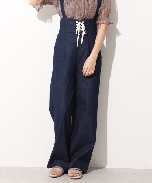 one after another NICE CLAUP(ワンアフターアナザーナイスクラップ)の「【Web限定】サスペンダー付きレースアップパンツ(その他パンツ・レディース・ブラウン/オフホワイト/ブラック系その他/ブルー系その他・FREE)」の4枚目の写真