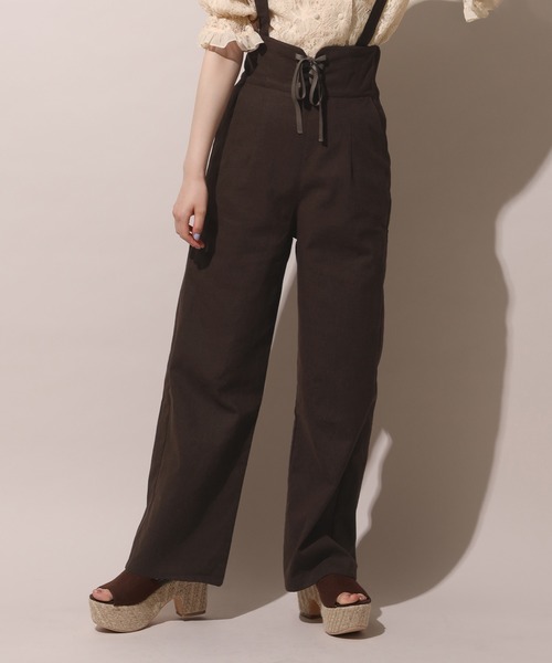 one after another NICE CLAUP(ワンアフターアナザーナイスクラップ)の「【Web限定】サスペンダー付きレースアップパンツ(その他パンツ・レディース・ブラウン/オフホワイト/ブラック系その他/ブルー系その他・FREE)」の3枚目の写真