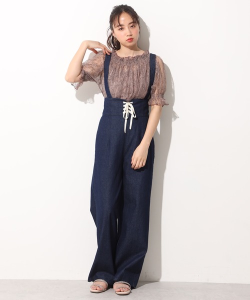 one after another NICE CLAUP(ワンアフターアナザーナイスクラップ)の「【Web限定】サスペンダー付きレースアップパンツ(その他パンツ・レディース・ブラウン/オフホワイト/ブラック系その他/ブルー系その他・FREE)」の5枚目の写真