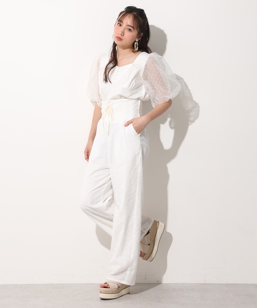 one after another NICE CLAUP(ワンアフターアナザーナイスクラップ)の「【Web限定】サスペンダー付きレースアップパンツ(その他パンツ・レディース・ブラウン/オフホワイト/ブラック系その他/ブルー系その他・FREE)」の12枚目の写真