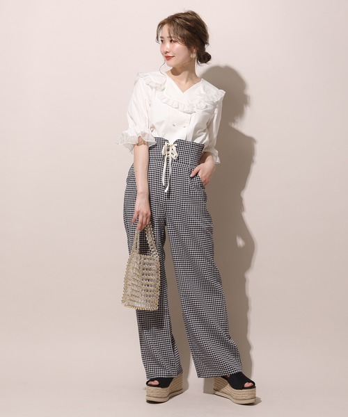 one after another NICE CLAUP(ワンアフターアナザーナイスクラップ)の「【Web限定】サスペンダー付きレースアップパンツ(その他パンツ・レディース・ブラウン/オフホワイト/ブラック系その他/ブルー系その他・FREE)」の22枚目の写真