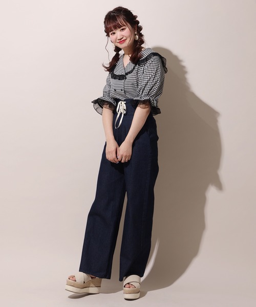 one after another NICE CLAUP(ワンアフターアナザーナイスクラップ)の「【Web限定】サスペンダー付きレースアップパンツ(その他パンツ・レディース・ブラウン/オフホワイト/ブラック系その他/ブルー系その他・FREE)」の9枚目の写真