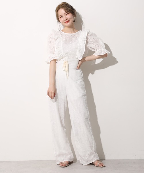 one after another NICE CLAUP(ワンアフターアナザーナイスクラップ)の「【Web限定】サスペンダー付きレースアップパンツ(その他パンツ・レディース・ブラウン/オフホワイト/ブラック系その他/ブルー系その他・FREE)」の14枚目の写真