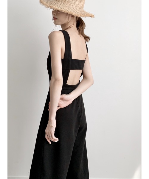 amel（エイメル）の「バックオープンジャンプスーツ（つなぎ/オールインワン・レディース・ブラック・FREE）」の4枚目の写真