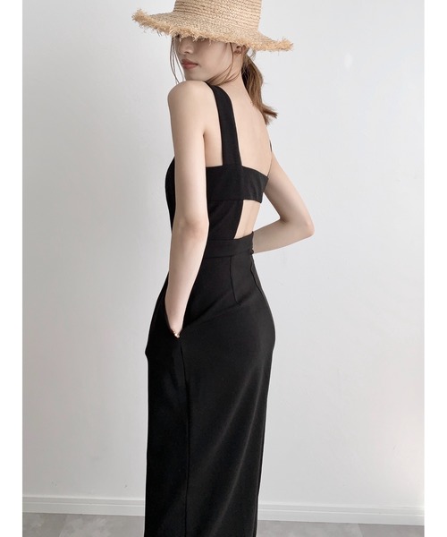 amel（エイメル）の「バックオープンジャンプスーツ（つなぎ/オールインワン・レディース・ブラック・FREE）」の3枚目の写真
