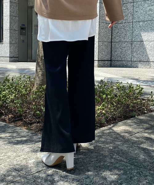 prose verse(プロズヴェール)の「テレコリブセンタースリットカットパンツ(その他パンツ・レディース・モカ/ブラック/グレイッシュベージュ/グリーン・フリ-)」の9枚目の写真