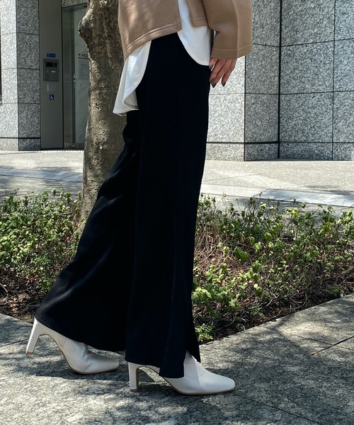 prose verse(プロズヴェール)の「テレコリブセンタースリットカットパンツ(その他パンツ・レディース・モカ/ブラック/グレイッシュベージュ/グリーン・フリ-)」の10枚目の写真