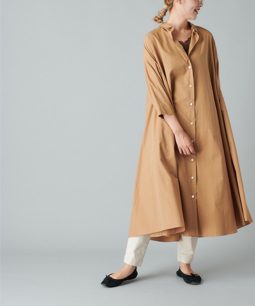 PUAL CE CIN（ピュアルセシン）の「【Du Noir】コットンリヨセルタイプライターワンピース（ワンピース・レディース・ブラック/ベージュ/カーキ・FREE）」の3枚目の写真