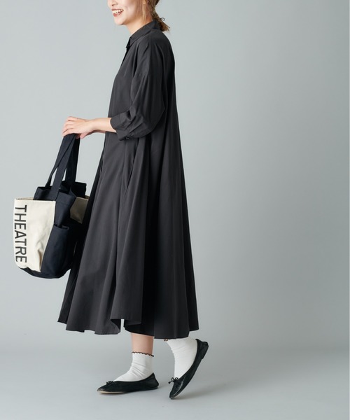 PUAL CE CIN（ピュアルセシン）の「【Du Noir】コットンリヨセルタイプライターワンピース（ワンピース・レディース・ブラック/ベージュ/カーキ・FREE）」の2枚目の写真