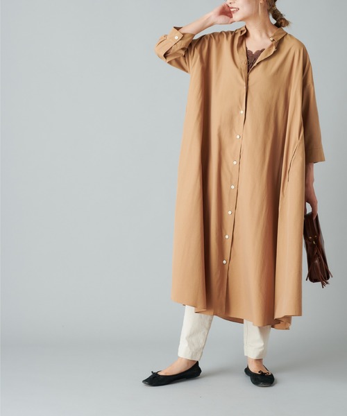 PUAL CE CIN（ピュアルセシン）の「【Du Noir】コットンリヨセルタイプライターワンピース（ワンピース・レディース・ブラック/ベージュ/カーキ・FREE）」の5枚目の写真