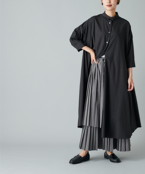 PUAL CE CIN（ピュアルセシン）の「【Du Noir】コットンリヨセルタイプライターワンピース（ワンピース・レディース・ブラック/ベージュ/カーキ・FREE）」の8枚目の写真