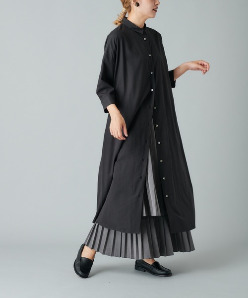 PUAL CE CIN（ピュアルセシン）の「【Du Noir】コットンリヨセルタイプライターワンピース（ワンピース・レディース・ブラック/ベージュ/カーキ・FREE）」の9枚目の写真