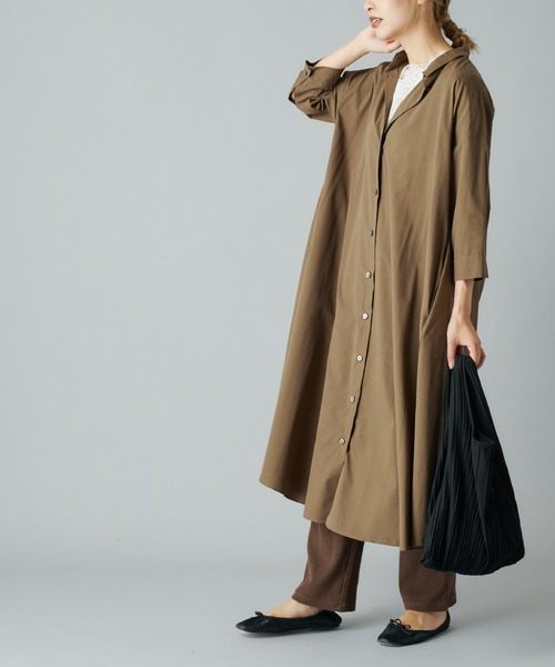 PUAL CE CIN（ピュアルセシン）の「【Du Noir】コットンリヨセルタイプライターワンピース（ワンピース・レディース・ブラック/ベージュ/カーキ・FREE）」の22枚目の写真