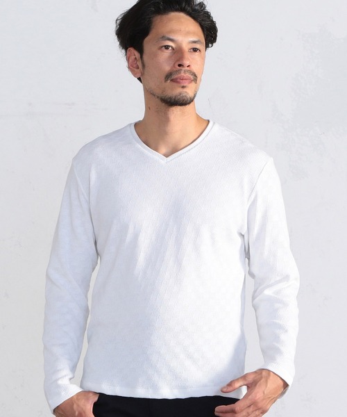 MEN'S BIGI(メンズビギ)の「【SOLATINA(ソラチナ)】マルチジャガード カットソー(Tシャツ/カットソー・メンズ・ネイビー/ホワイト/ブラック/ボルドー・02/03/01)」の2枚目の写真