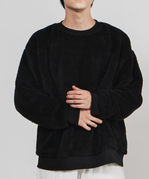 WEGO（ウィゴー）の「WEGO/シャギーボアプルオーバー（スウェット・メンズ・ブラック/ブラウン系その他/ライトベージュ/ベージュ/サックスブルー・SMALL/LARGE/MEDIUM）」の2枚目の写真