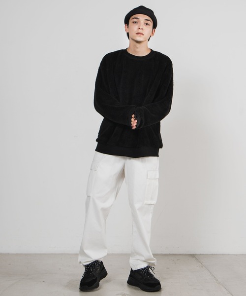 WEGO（ウィゴー）の「WEGO/シャギーボアプルオーバー（スウェット・メンズ・ブラック/ブラウン系その他/ライトベージュ/ベージュ/サックスブルー・SMALL/LARGE/MEDIUM）」の7枚目の写真