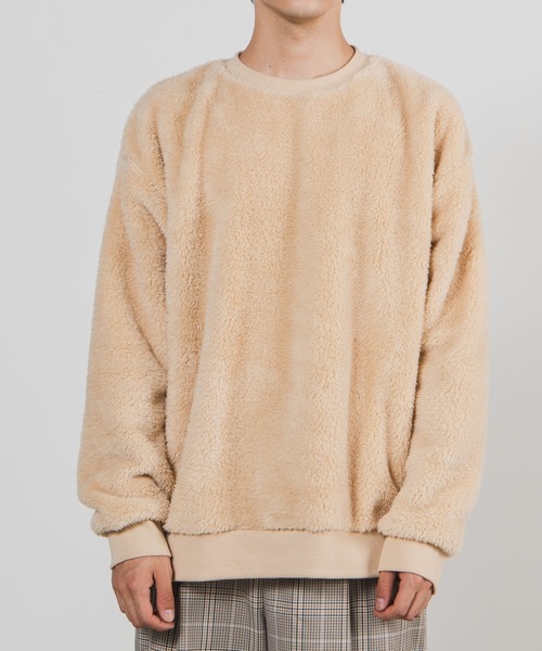 WEGO（ウィゴー）の「WEGO/シャギーボアプルオーバー（スウェット・メンズ・ブラック/ブラウン系その他/ライトベージュ/ベージュ/サックスブルー・SMALL/LARGE/MEDIUM）」の20枚目の写真
