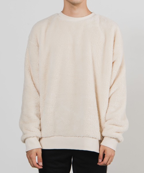 WEGO（ウィゴー）の「WEGO/シャギーボアプルオーバー（スウェット・メンズ・ブラック/ブラウン系その他/ライトベージュ/ベージュ/サックスブルー・SMALL/LARGE/MEDIUM）」の21枚目の写真