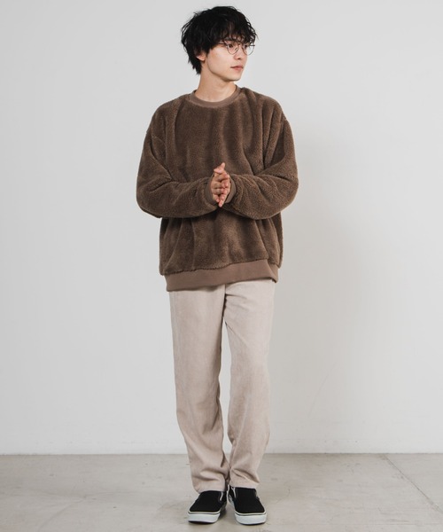 WEGO（ウィゴー）の「WEGO/シャギーボアプルオーバー（スウェット・メンズ・ブラック/ブラウン系その他/ライトベージュ/ベージュ/サックスブルー・SMALL/LARGE/MEDIUM）」の9枚目の写真