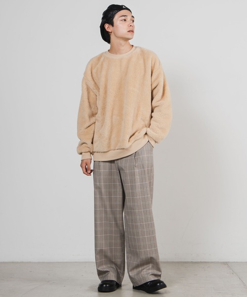 WEGO（ウィゴー）の「WEGO/シャギーボアプルオーバー（スウェット・メンズ・ブラック/ブラウン系その他/ライトベージュ/ベージュ/サックスブルー・SMALL/LARGE/MEDIUM）」の14枚目の写真