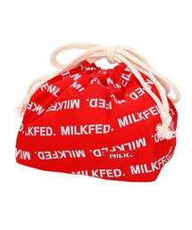 MILKFED.（ミルクフェド）の「LIFE STYLE｜LOGO PATTERN DRAWSTRING LUNCH POUCH RED（お弁当箱）」