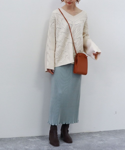 archives（アルシーヴ）の「プリーツクロススカート（スカート・レディース・アイボリー/ブラック/グリーン系その他・MEDIUM）」の8枚目の写真