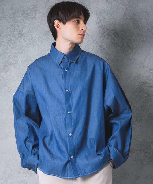 YUEATE（ユエイト）の「"stitch balloon shirt"ステッチバルーンシャツ（シャツ/ブラウス・メンズ・ホワイト/ブルー・MEDIUM/LARGE）」の6枚目の写真