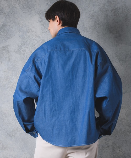 YUEATE（ユエイト）の「"stitch balloon shirt"ステッチバルーンシャツ（シャツ/ブラウス・メンズ・ホワイト/ブルー・MEDIUM/LARGE）」の8枚目の写真