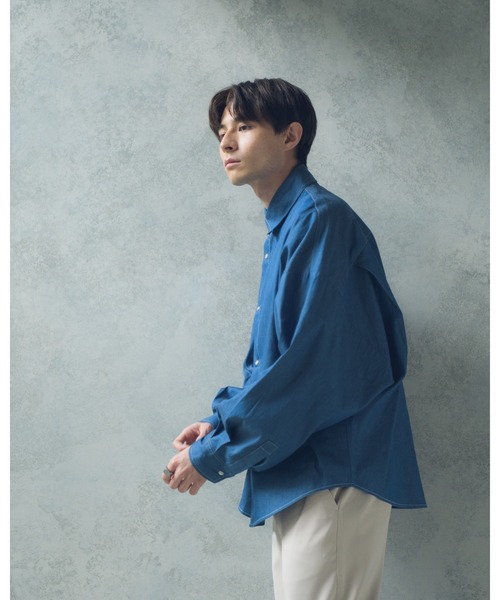 YUEATE（ユエイト）の「"stitch balloon shirt"ステッチバルーンシャツ（シャツ/ブラウス・メンズ・ホワイト/ブルー・MEDIUM/LARGE）」の19枚目の写真