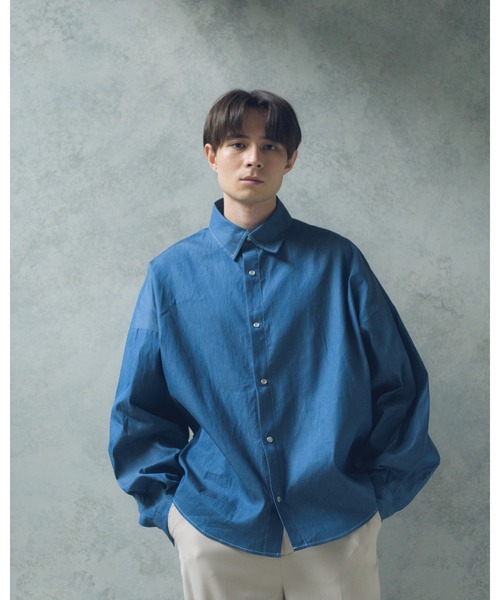 YUEATE（ユエイト）の「"stitch balloon shirt"ステッチバルーンシャツ（シャツ/ブラウス・メンズ・ホワイト/ブルー・MEDIUM/LARGE）」の18枚目の写真
