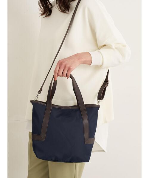 earth music&ecology（アースミュージックアンドエコロジー）の「切り替え2Wayトートバッグ　＊（トートバッグ・レディース・ネイビー/クリーム/ベージュ・FREE）」の13枚目の写真