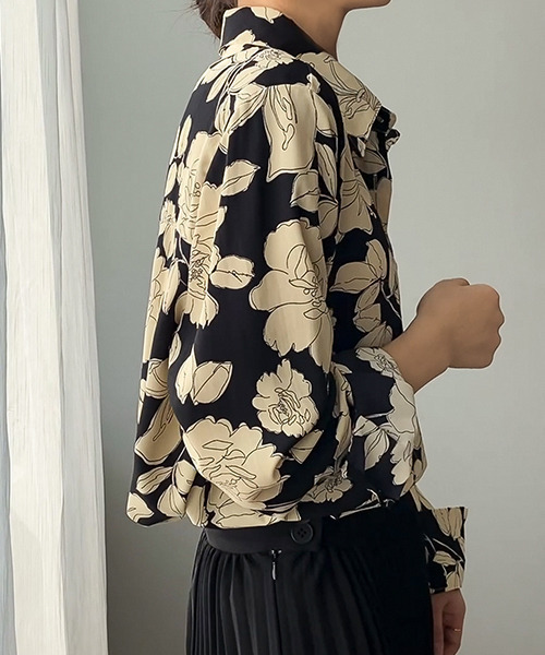 c.u.l（シーユーエル）の「【c.u.l:w】レトロフラワー花柄シャツ culw27（シャツ/ブラウス・レディース・ブラック・L/M）」の4枚目の写真