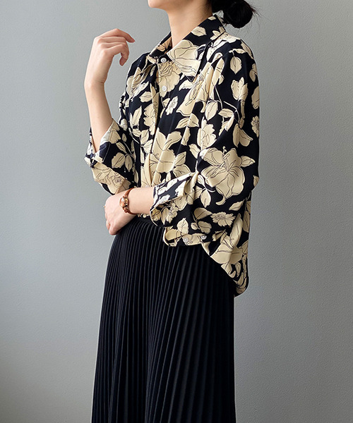 c.u.l（シーユーエル）の「【c.u.l:w】レトロフラワー花柄シャツ culw27（シャツ/ブラウス・レディース・ブラック・L/M）」の6枚目の写真