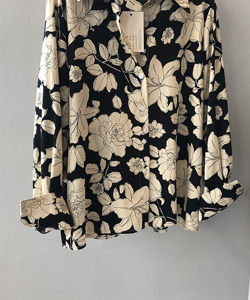c.u.l（シーユーエル）の「【c.u.l:w】レトロフラワー花柄シャツ culw27（シャツ/ブラウス・レディース・ブラック・L/M）」の11枚目の写真