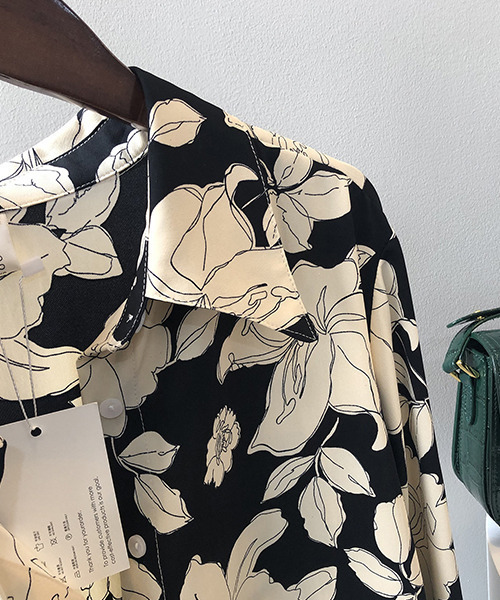 c.u.l（シーユーエル）の「【c.u.l:w】レトロフラワー花柄シャツ culw27（シャツ/ブラウス・レディース・ブラック・L/M）」の13枚目の写真