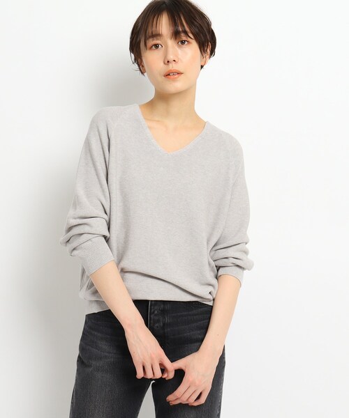 JET（ジェット）の「◆【ウォッシャブル】シルク混Vネックニットプルオーバー（ニット/セーター・レディース・ブラック/ベビーピンク/レモンイエロー/ライトグレー系7・80/04）」の3枚目の写真