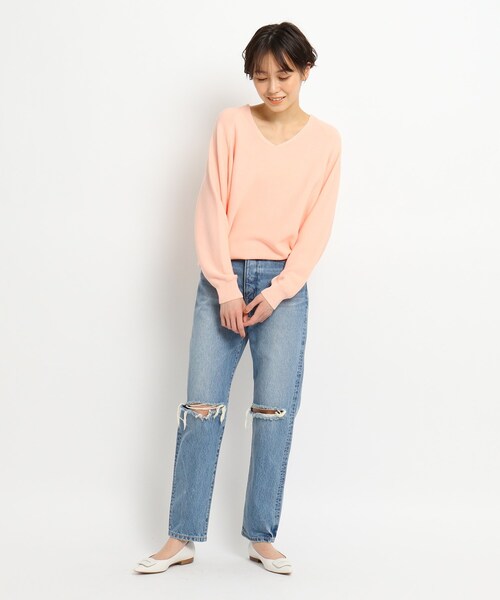 JET（ジェット）の「◆【ウォッシャブル】シルク混Vネックニットプルオーバー（ニット/セーター・レディース・ブラック/ベビーピンク/レモンイエロー/ライトグレー系7・80/04）」の13枚目の写真