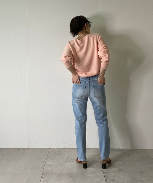 JET（ジェット）の「◆【ウォッシャブル】シルク混Vネックニットプルオーバー（ニット/セーター・レディース・ブラック/ベビーピンク/レモンイエロー/ライトグレー系7・80/04）」の8枚目の写真