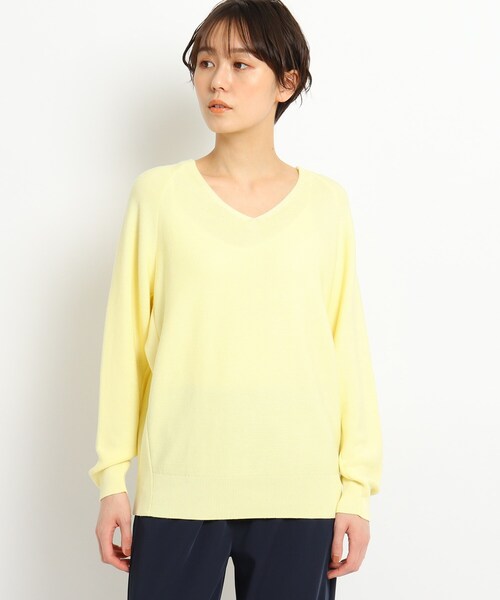 JET（ジェット）の「◆【ウォッシャブル】シルク混Vネックニットプルオーバー（ニット/セーター・レディース・ブラック/ベビーピンク/レモンイエロー/ライトグレー系7・80/04）」の11枚目の写真