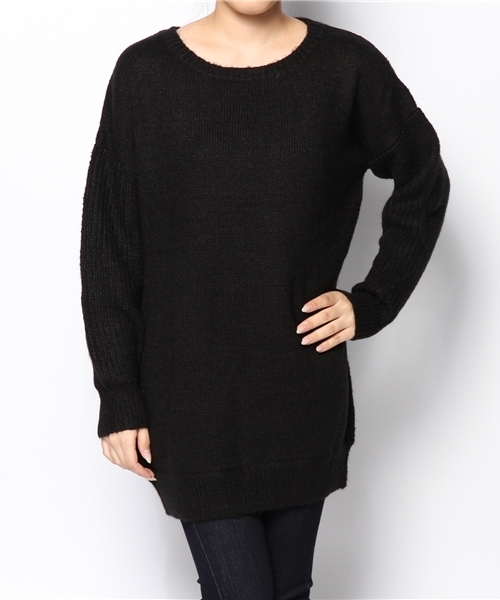 Sheta（シータ）の「背中開きニットチュニック（ニット/セーター・レディース・ベージュ/ブラック/グレー・FREE）」の2枚目の写真