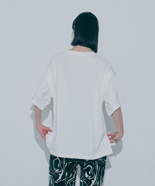 VACANCY（ヴァカンシー）の「マルチ2wayハーフスリーブTシャツ（Tシャツ/カットソー・レディース・ホワイト/チャコールグレー/オレンジ/ブルー・FREE）」の15枚目の写真