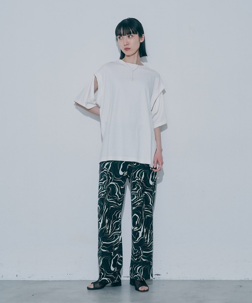 VACANCY（ヴァカンシー）の「マルチ2wayハーフスリーブTシャツ（Tシャツ/カットソー・レディース・ホワイト/チャコールグレー/オレンジ/ブルー・FREE）」の16枚目の写真