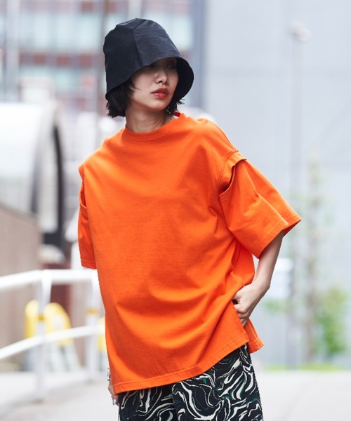 VACANCY（ヴァカンシー）の「マルチ2wayハーフスリーブTシャツ（Tシャツ/カットソー・レディース・ホワイト/チャコールグレー/オレンジ/ブルー・FREE）」の20枚目の写真