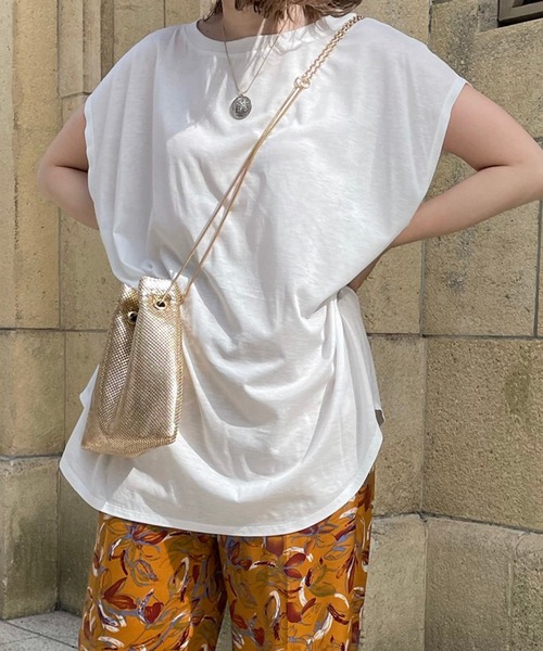 DouDou（ドゥドゥ）の「【WEB限定】フレンチビッグT（Tシャツ/カットソー・レディース・チャコールグレー/オフホワイト/オレンジ・FREE）」の2枚目の写真