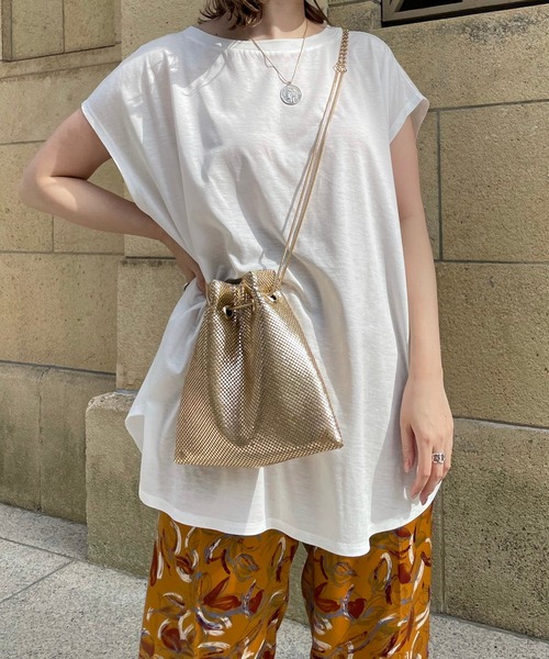 DouDou（ドゥドゥ）の「【WEB限定】フレンチビッグT（Tシャツ/カットソー・レディース・チャコールグレー/オフホワイト/オレンジ・FREE）」の9枚目の写真